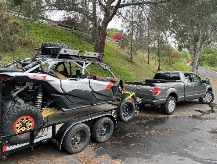 UTV loaded on trailer